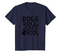 Dogs Rule Cats Drool Pet Lover Humor Graphic T-Shirt, Kids, Navy, 8 Years