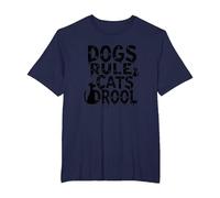 Dogs Rule Cats Drool Pet Lover Humor Graphic T-Shirt, Men's Big and Tall, Navy, 6X Tall
