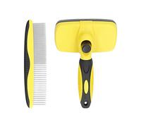 Dogs Self Cleaning Slicker Brush, Pet Grooming Shedding Brush with Cat and Dog Comb, Remove Mats, Loose Undercoat or Tangled Hair for Short or Long Hair Pets