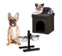 Dogs set Foldable dog box Stool with pet den Double bowl for pets