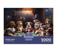 Dogs Sitting Around Table 1000 Piece Jigsaw Puzzle Paper for Adults Indoor Gathering Puzzle Game for Family Focus Home Decor Gift 70x50cm/1000pcs 70x50cm/1000pcs