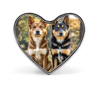 Dogs Sitting Together Button Pin Heart Shape Metal Lapel Pins Badges Personalized Pinback Button Badges Novelty Funny Enamel Pins Fashion Cute Heart Brooch Pin for Backpacks Jackets Bags