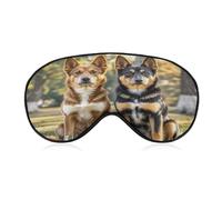 Dogs Sitting Together Eye Mask Sleep Mask for Side Sleeper Women Men Pressure-Free & Light Block-Out Blindfold Soft Comfortable Eye Covers Breathable Blindfold Adjustable