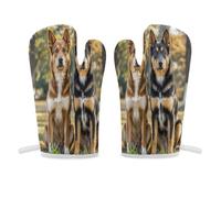 Dogs Sitting Together Oven Mitt Non-Slip Mini Oven Mitt High Heat Resistant Kitchen Gloves Soft Comfortable Oven Mitts Hanging Storage Kitchen Mitts Cooking Oven Glove 1 Pair