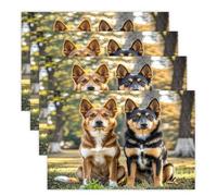 Dogs Sitting Together Placemats Heat Resistant Anti Slip Dining Table Place Mats Washable Linen Placemat Wipeable Placemat for Kitchen Art Placemats Easy to Clean