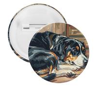 Dogs Sleeping in The House Badge Metal Round Pins, Lightweight Brooch for Backpack, Fashion Button Pins Badge for Shirts, Jackets, Shawl Coat, Unisex, 5PCS, Tinplate, metal round pins