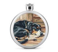 Dogs Sleeping in The House Flasks for Liquor, 5oz Stainless Steel Flask Leakproof Portable Whiskey Flask for Outdoor, Camping, Travel, Gifts