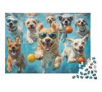Dogs Swimming Fun 1000 Pieces Classic Jigsaw Puzzle for Weekend Hobbyists & Adults Premium Paper Home Decor Wall Art Gift for Women Holiday Wall Decor 38x26cm/1000pcs