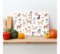 Dogs Textured Glass Printed Chopping Board | Worktop Saver | Chopping Board | Available in Two Sizes (S)