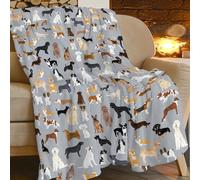 Dogs Throw Blanket Grey Dogs Decor Blanket Super Cozy Plush Lightweight Soft Plush Flannel Fleece Blanket Gifts for Dog Lovers Girls Boys Kids Women Men for Sofa Bed Couch 60"X80"