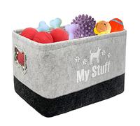 Dogs Toy Storage Baskets Dog Toy Basket Dog Food Storage,Felt Stuff Storage Baskets Foldable Storage Bins with Designed Metal Handle for Organizing Pet Toys, Dog Clothes Blankets(Light Gray)