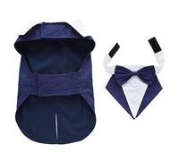 Dogs Tuxedo, Formal Dog Shirt Costume with Bow Tie, Retro Style for Small and Medium Dogs Cats, Suitable for Wedding Party Halloween Christmas Birthday (Blue, XS)