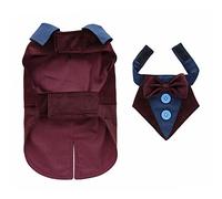 Dogs Tuxedo, Formal Dog Shirt Costume with Bow Tie, Retro Style for Small and Medium Dogs Cats, Suitable for Wedding Party Halloween Christmas Birthday (Coffee Brown, XL)