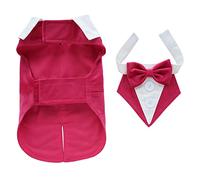 Dogs Tuxedo, Formal Dog Shirt Costume with Bow Tie, Retro Style for Small and Medium Dogs Cats, Suitable for Wedding Party Halloween Christmas Birthday (Fuchsia, S)