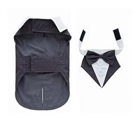 Dogs Tuxedo, Formal Dog Shirt Costume with Bow Tie, Retro Style for Small and Medium Dogs Cats, Suitable for Wedding Party Halloween Christmas Birthday (Grey, L)