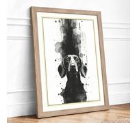 Dog's Upward Gaze Framed Wall Art Print A2 Oak
