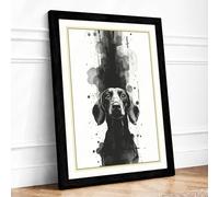 Dog's Upward Gaze Framed Wall Art Print A4 Black