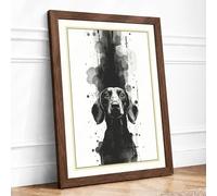 Dog's Upward Gaze Framed Wall Art Print A4 Walnut