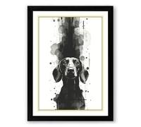 Dog's Upward Gaze Modern Framed Wall Art Print A4 (29.7×21cm) Black, Wall Decor for Living Room, Bedroom, Office & Home, Ready to Hang, Art Gift