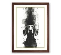 Dog's Upward Gaze Modern Framed Wall Art Print A4 (29.7×21cm) Walnut, Wall Decor for Living Room, Bedroom, Office & Home, Ready to Hang, Art Gift
