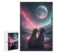 Dogs Watching Aurora Borealis Puzzle for Adults, 1000 PCS, Illustrated Jigsaw Edition, Classic Jigsaw Entertainment for The Home, at Home