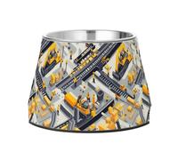 Dogs Water Bowl Non Skid Stainless Steel Cats Food Bowls for Medium Dogs Slow Down Eating Construction Scene Dump Truck