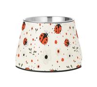 Dogs Water Bowl Non Skid Stainless Steel Raised Cat Bowls for Small Pet Slow Down Eating Cartoon Sweet Lady Bug