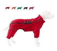 Dogs Waterproof Jacket, Lightweight Waterproof Jacket Reflective Safety Dog Raincoat Windproof Snow-proof Dog Vest for Pugs English French Bulldog American Pit Bull Red B-L
