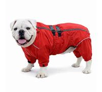 Dogs Waterproof Jacket, Lightweight Waterproof Jacket Reflective Safety Dog Raincoat Windproof Snow-proof Dog Vest for Pugs English French Bulldog American Pit Bull Red B-M