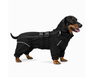 Dogs Waterproof Jacket, Lightweight Waterproof Jacket Reflective Safety Dog Raincoat Windproof Snow-proof Dog Vest for Small Medium Large Dogs Corgis Dachshund Black D-S