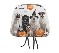 Dogs Wearing Halloween Ghost Costumes Printed Car Headrest Cover,2 Pieces, Elastic Comfort Head Rest Cover for Women Men, Universal Fits Most Cars Van SUV Truck, Car Interior Decor Accessories