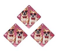 Dogs Wearing Sunglasses Car Air Freshener, 3 Pcs Rhombus Hanging Air Freshener Cards, Long Lasting Fragrance Scented Cards for Car, Home, Office Gray-style