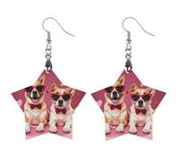 Dogs Wearing Sunglasses Wooden Earrings for Women, Vintage Elegant Wood Jewelry, Lightweight Earrings for Wedding, Party, Everyday Jewelry Gift, Love, Wood, wood