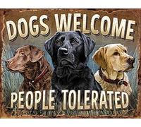 Dogs Welcome Tin Sign - Nostalgic Vintage Metal Wall Decor - Metal Sign 8x12 Inch