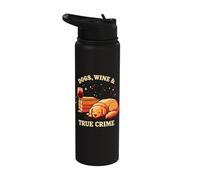 Dogs Wine True Crime Golden Retriever Case Files Stainless Steel Insulated Water Bottle