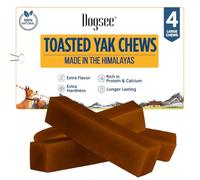 Dogsee Toasted Yak Chews for Dogs (Large- 4 Chews) | Extra Long-Lasting | Double Cooked for Extra Smoky Cheese Flavor | Rich in Protein & Calcium | Easy to Digest | for Cleaning Teeth