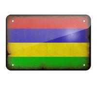 DOGT Metal Sign Mauritius Flag with a vintage look 7.8X11.8 INCH