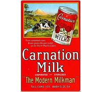 DOGT Metal tin sign 8x12 inches Carnation Milk - Vintage Food Advertising Poster Art Metal Wall Plaque Tin Aluminum Tin Sign