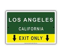 DOGT Metal tin sign 8x12 inches Los Angeles California Exit Only With Pointer Arrow Direction Way Road Signs Alert Caution Warning