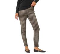 Roman Originals Stretch Trousers for Women UK Ladies High Waisted Pants Pull On Leggings Smart Slimming Office Work Fitted Tailored Tapered Regular & Plus Sizes - Dogtooth Grey - Size 20