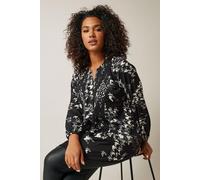 Dogtooth Print Pintuck Blouse Evans Black 16