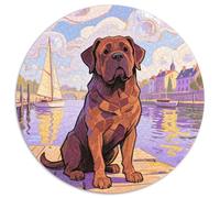 Dogue De Bordeaux 1000 Piece Jigsaw Puzzles Pet Dog Round Puzzles Stress Reliever Family Game Unique Challenge Game for Adults And Kids 1000pcs (67.5x67.5cm)
