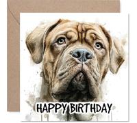 Dogue de Bordeaux Birthday Card for Men Women - Dog Breeds - Happy Birthday Card for Friend Daughter Brother Sister, 145mm Bday Greeting Cards