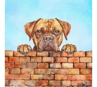 Dogue de Bordeaux Dog Art Square Blank Greeting Card - Gift Idea Special Occasion Inside With Envelope Premium Unique Design Animal Cute Illustrated Wildlife Quality Included Uk