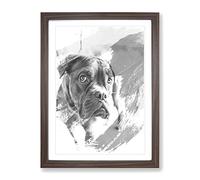 Dogue De Bordeaux Dog V1 Modern Framed Print | A2 Walnut Framed Wall Art | Ready to Hang | Modern Animal Picture | Living Room Bedroom Lounge Office