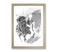 Dogue De Bordeaux Dog V1 Modern Framed Print | A3 Oak Framed Wall Art | Ready to Hang | Modern Animal Picture | Living Room Bedroom Lounge Office