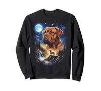 Dogue de Bordeaux Howling at The Moon Vintage Mastiff Dog Sweatshirt