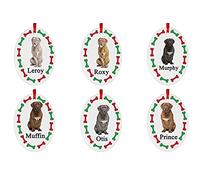 Dogue De Bordeaux Personalised Oval Shaped Personalised Christmas Tree Bauble - With the name of your choice - 6 Different Designs Available At Customisation Point