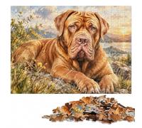 Dogue de Bordeaux Sunset Mountain Jigsaw Puzzle for Adults, 1000 Pieces | For puzzle fans: Jigsaw Puzzle - family tabletop activity on weekends.