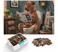Dogue De Bordeaux Toilet Newspaper Wooden Puzzle 300 Pieces | Colour and shape sorting: focused tabletop leisure over several sessions.